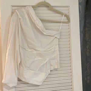 Zara one shoulder white top